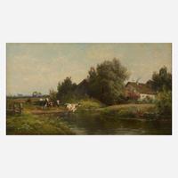 Carl Philipp Weber (American, 1850-1921) Cattle at Water's Edge