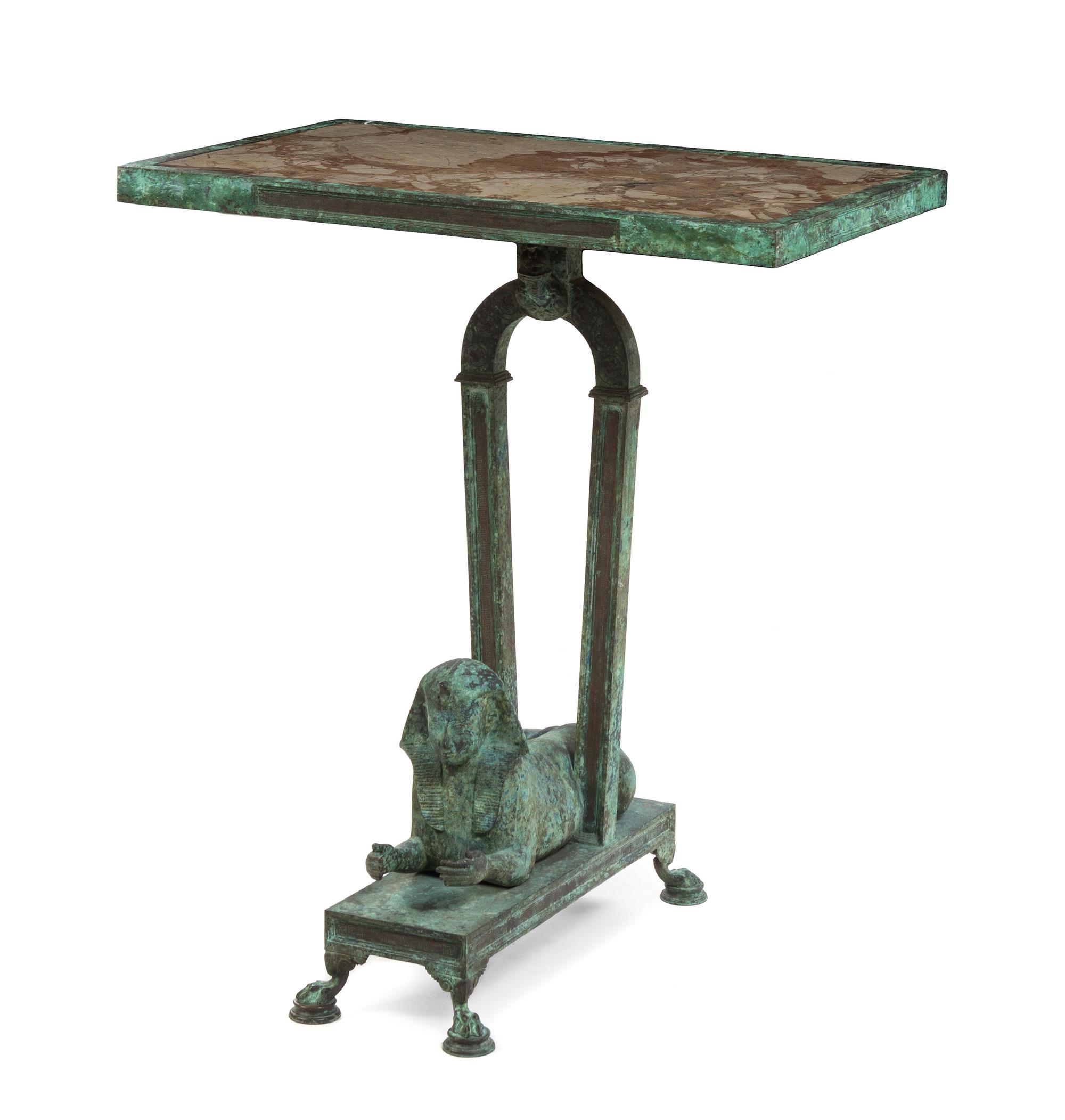 An Italian Bronze and Marble Figural Table Height 32 x width 29 x depth 18 inches. — CHIURAZZI FOUNDRIES, FIRST QUARTER 20TH CENTURY