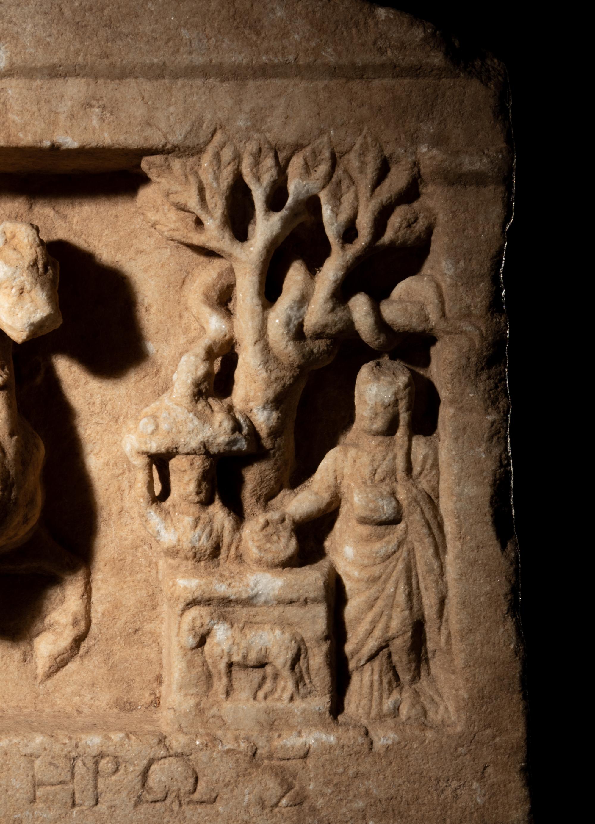 A Greek Marble Relief with a Rider and an Altar Group