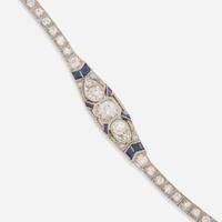 A Platinum, Diamond, and Sapphire Bracelet Art Deco, c.1920