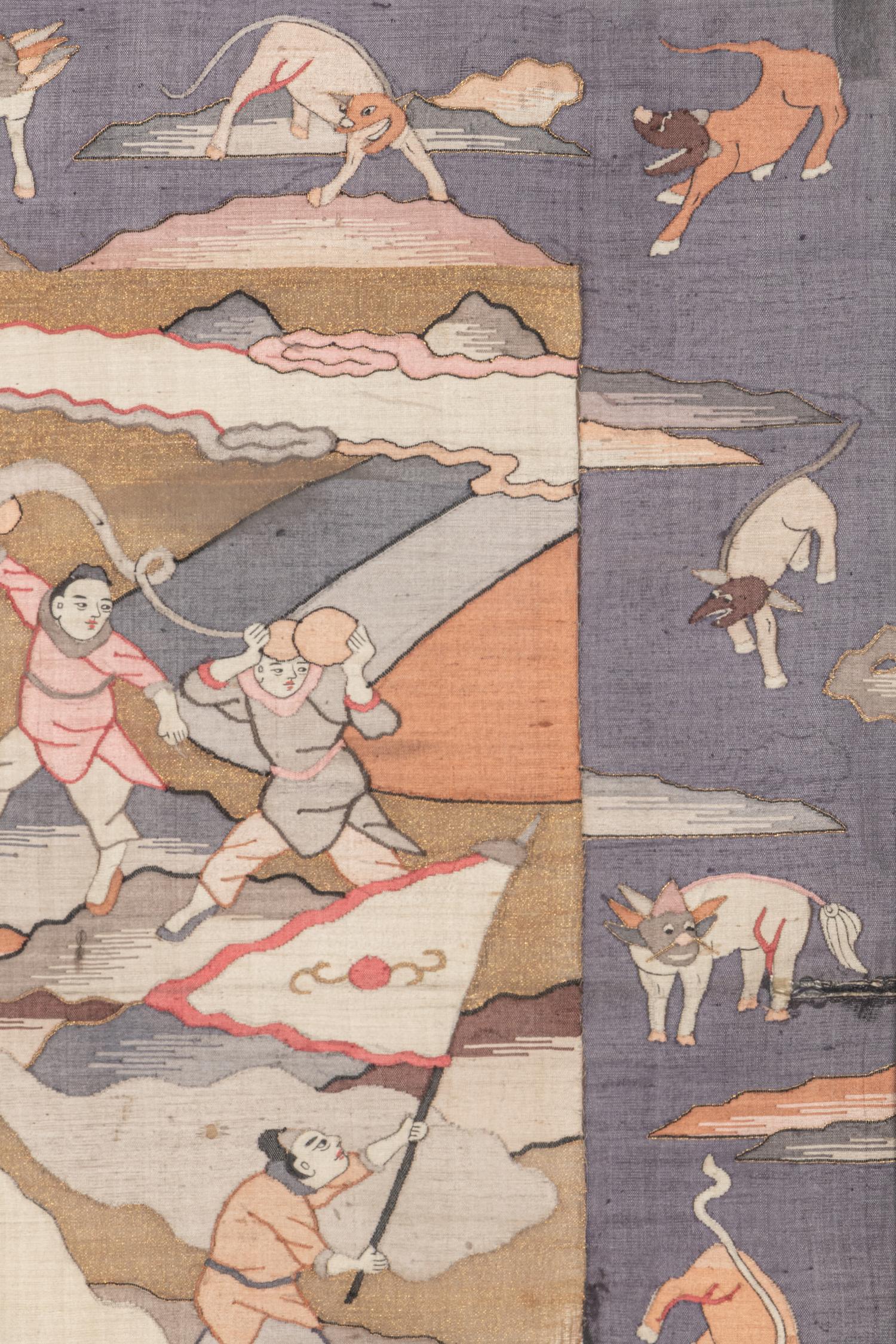 A Chinese Kesi Woven Silk Panel