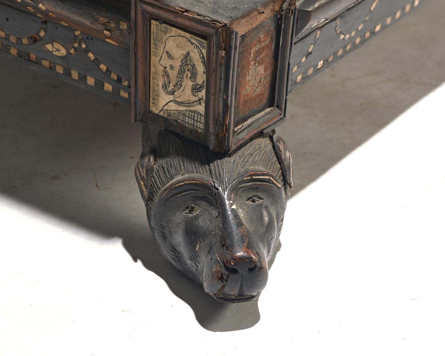 An Italian Baroque bone-inlaid walnut cassone, 17th century
