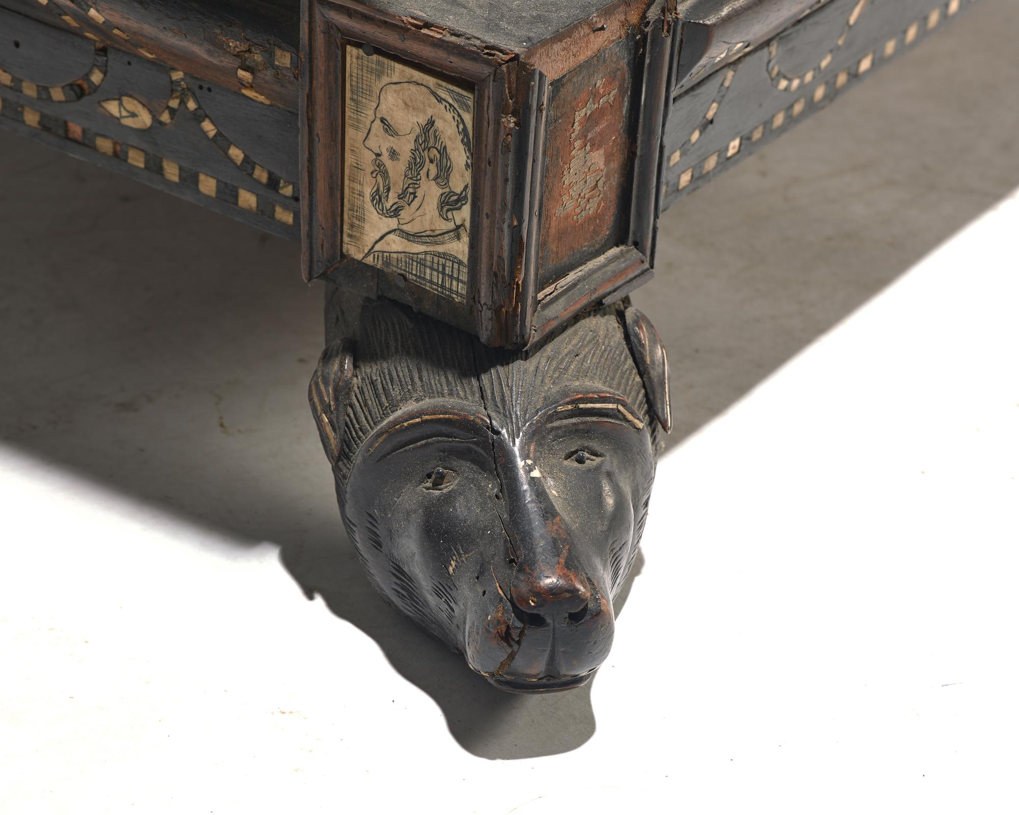 An Italian Baroque bone-inlaid walnut cassone, 17th century