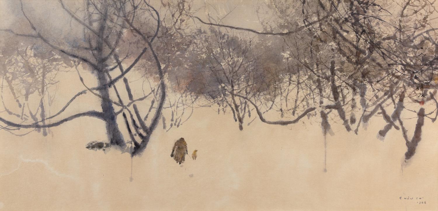 Chen Chi, (American/Chinese, 1912-2005), Walking Dog in Snow, 1988