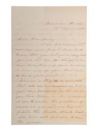 DAVIS, Varina Howell (1826-1906). Autograph letter signed ("Varina Howell Davis"). "Beauvoir House," 18 April 1888.