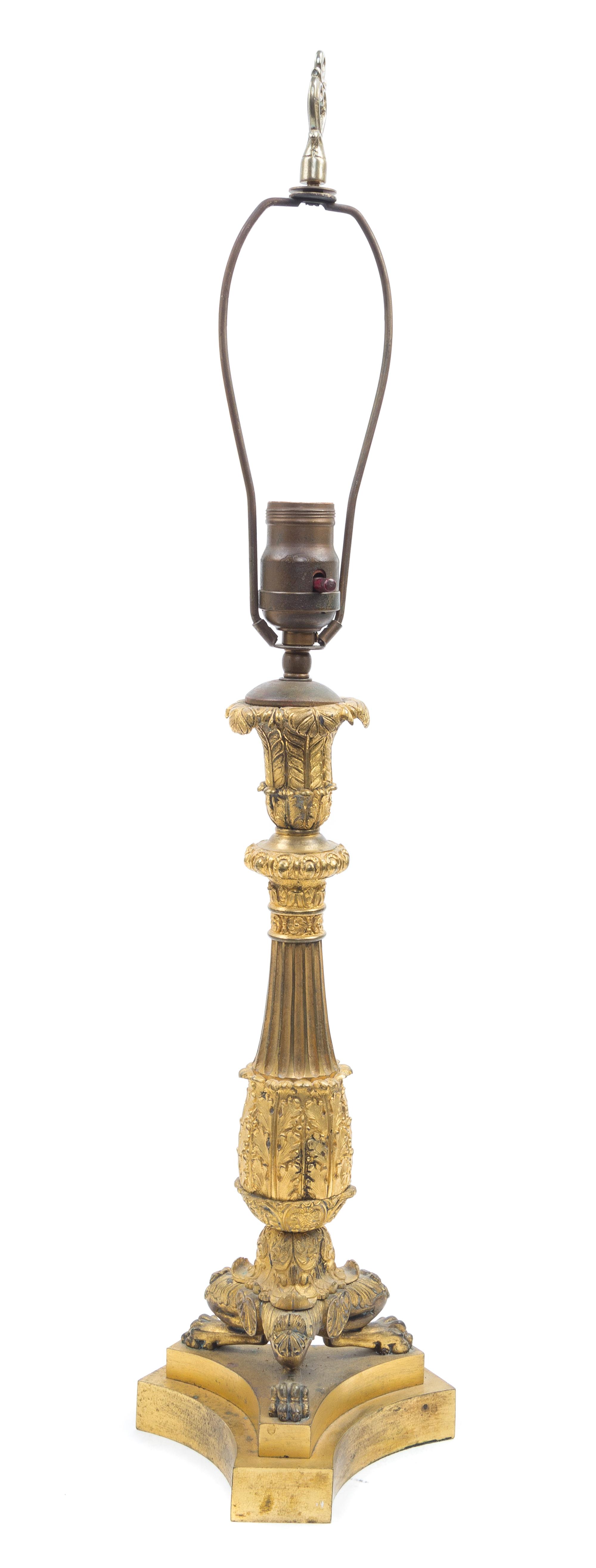 A Louis Philippe Style Gilt Bronze Candlestick Height 26 1/2 inches. — LATE 19TH CENTURY