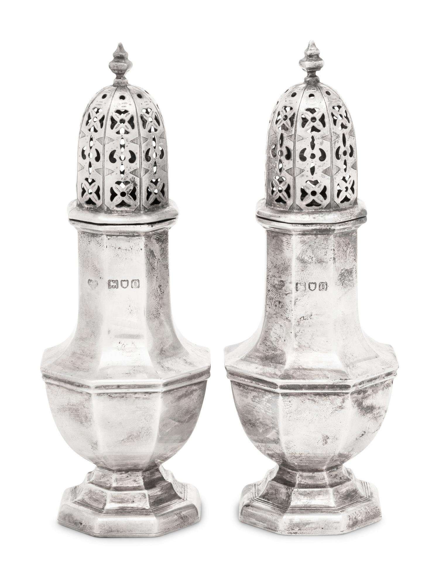 A Pair of Edwardian Silver Muffineers