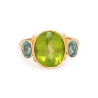 ELIZABETH LOCKE, YELLOW GOLD, PERIDOT AND TOURMALINE RING