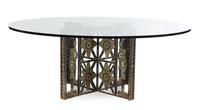 An American Cast Iron Table Base Height 30 x diameter of top 76 1/2 inches.