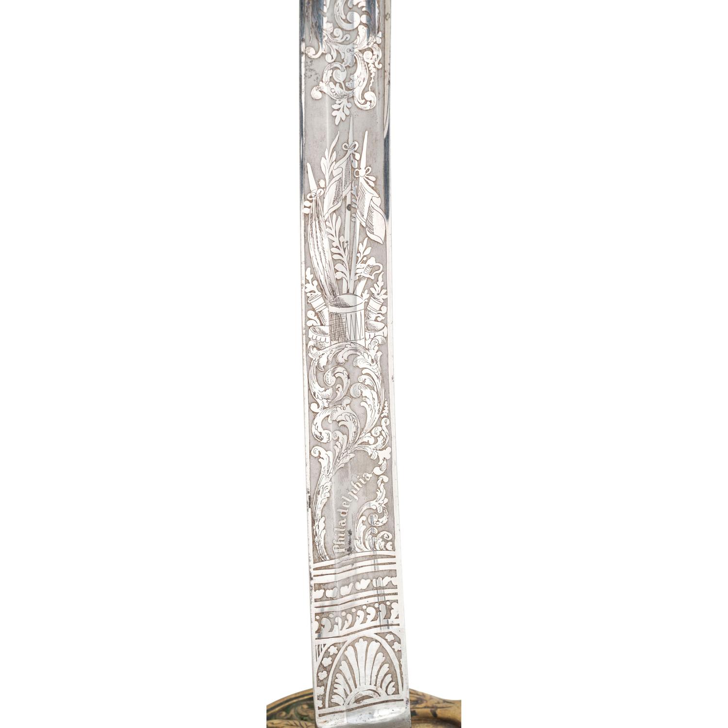 Horstmann Finley Etched Curved Blade Foot Officer's Sword Presented to Cpt. John McDowell - 77th PA