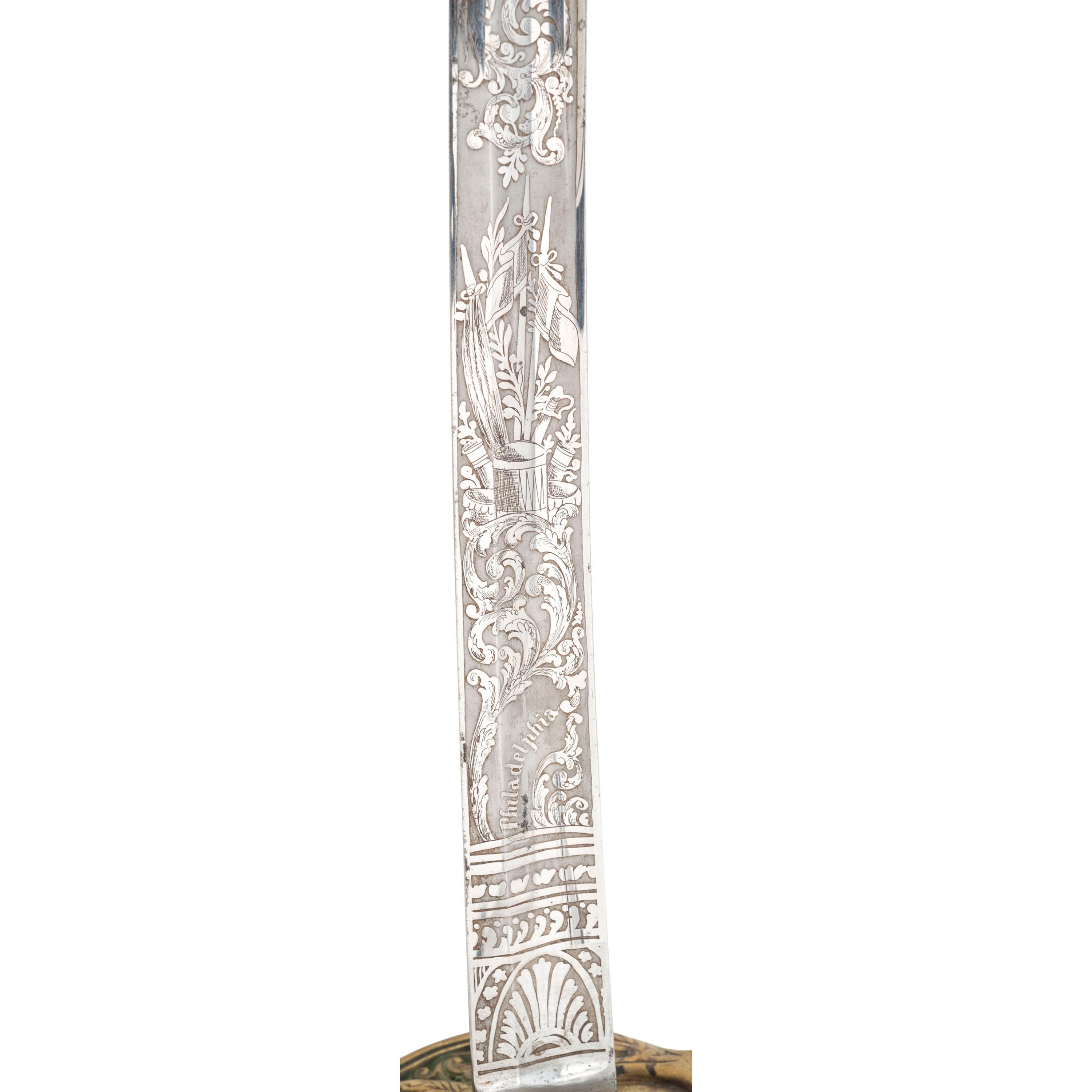 Horstmann Finley Etched Curved Blade Foot Officer's Sword Presented to Cpt. John McDowell - 77th PA