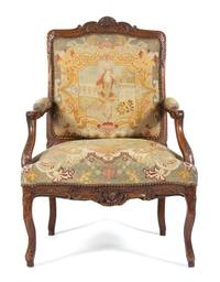 Three French Needlepoint Upholstered Fauteuils Height of taller 45 inches. — 19TH CENTURY