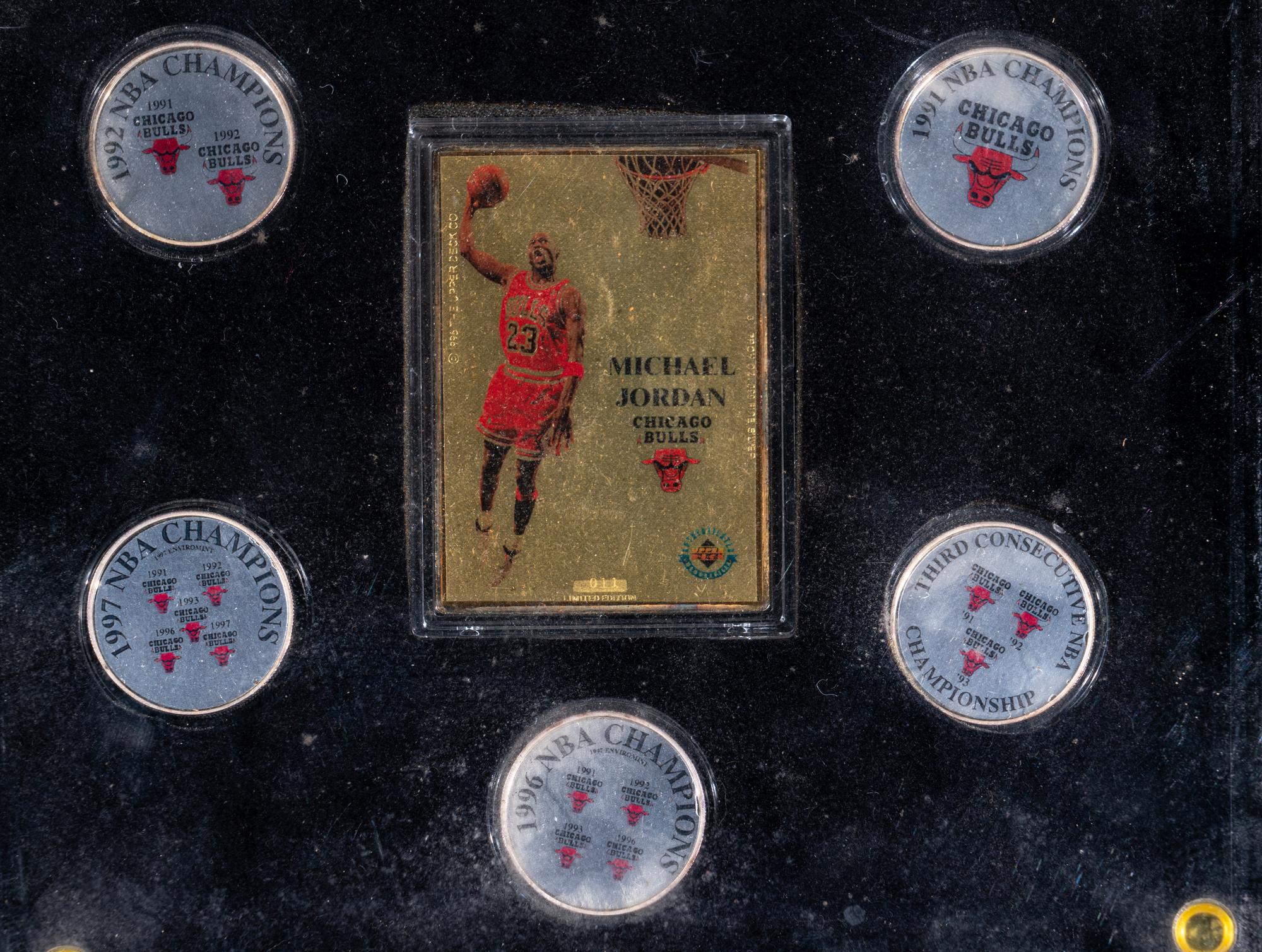 A Group of over 20 One Troy Ounce Silver Medallion 1990s Sports Coins (Including Multiple Chicago Bulls Championship Issues),