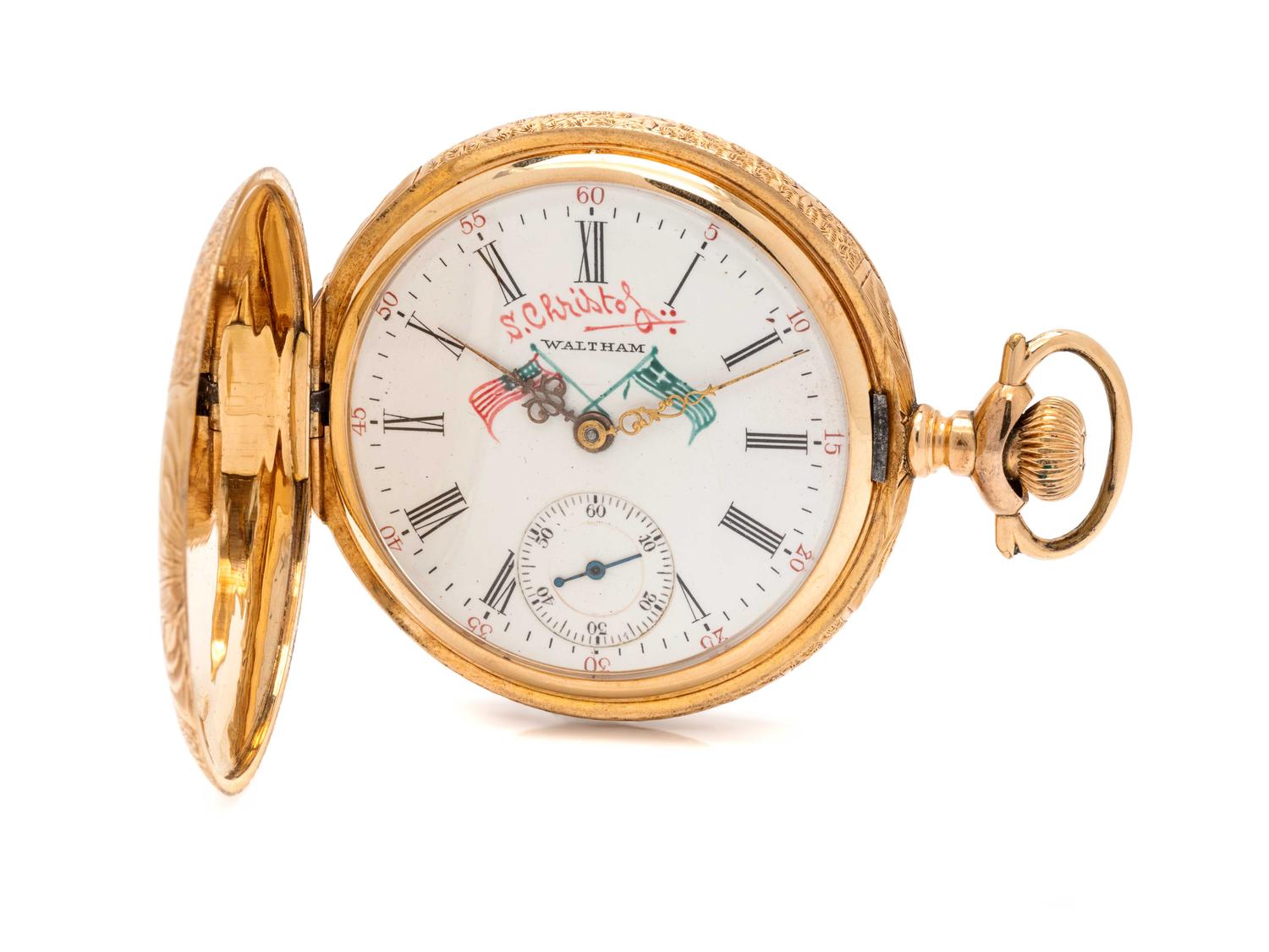 WALTHAM, 14K GOLD HUNTER CASE POCKET WATCH