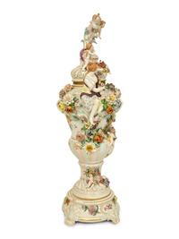 A German Porcleain Covered Vase on Stand — 19TH CENTURY
