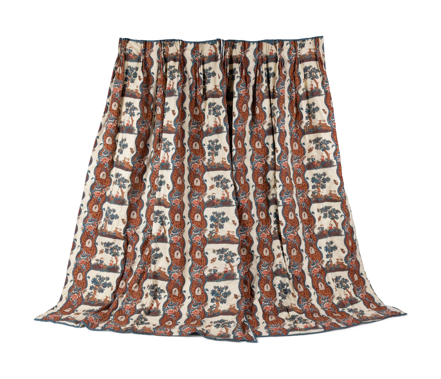 A Set of Four Chintz Drapery Panels