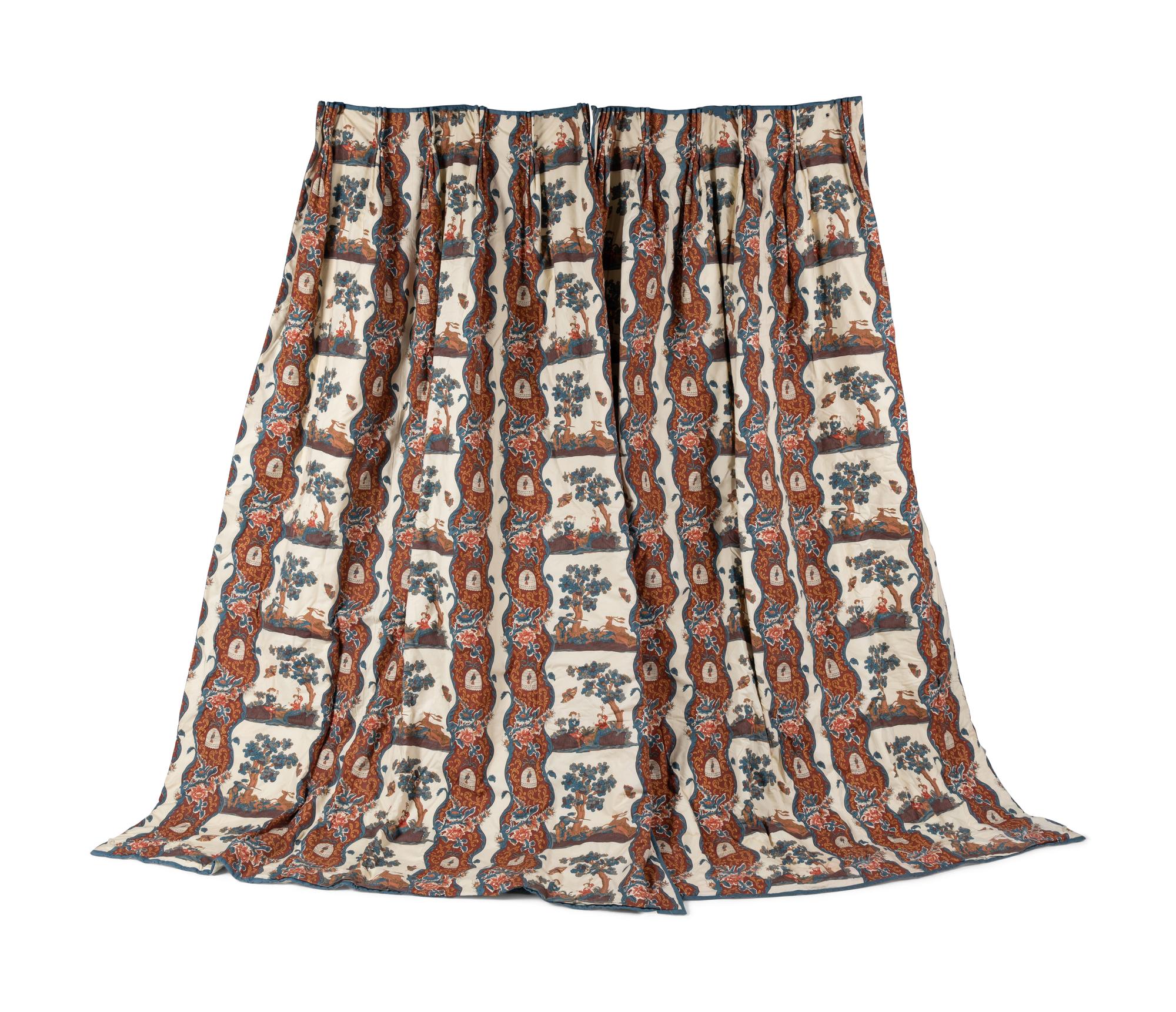 A Set of Four Chintz Drapery Panels