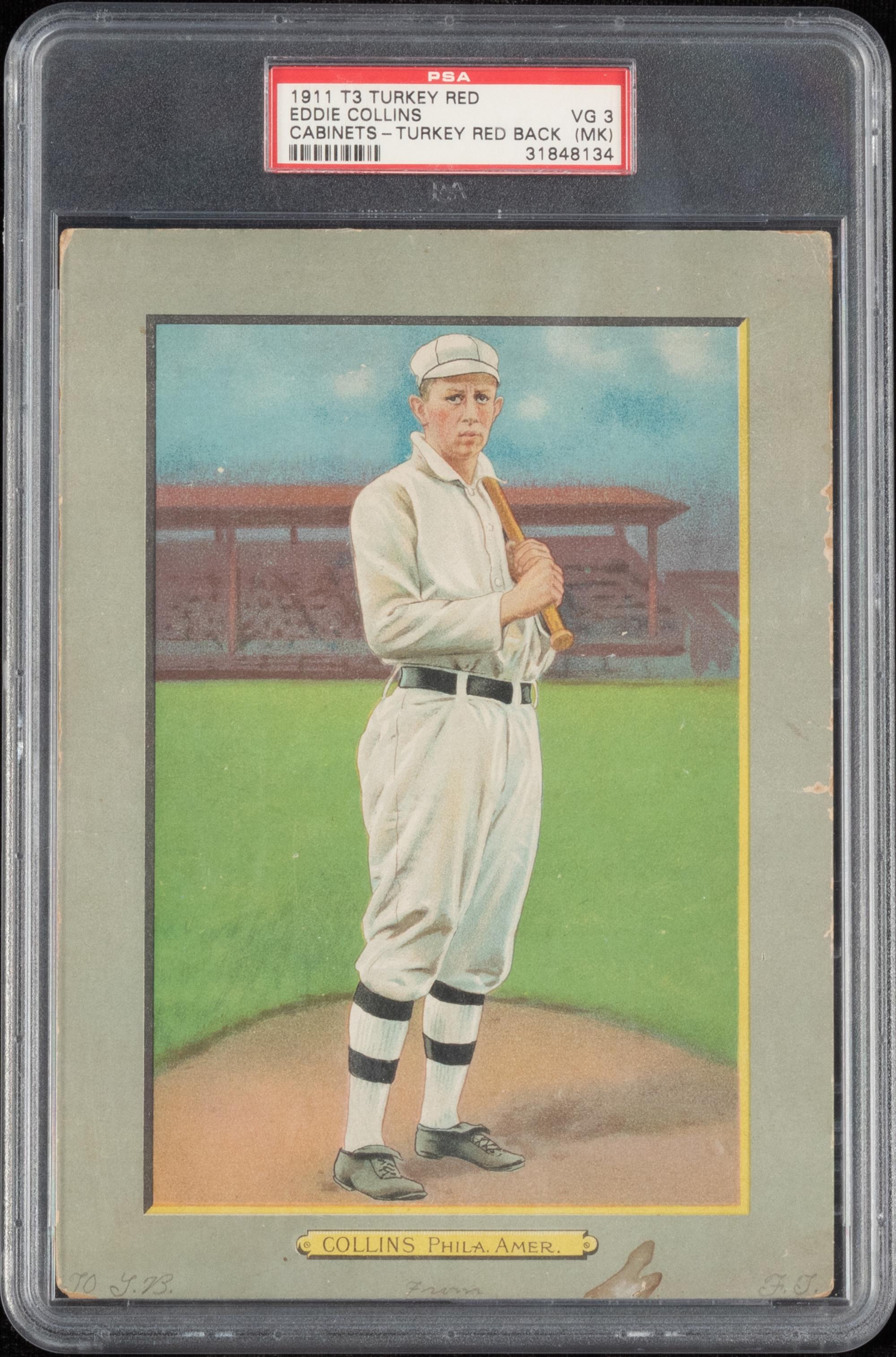 A 1911 T3 Turkey Red Cabinets Eddie Collins Baseball Card (PSA 3MK VG) Turkey Red Back