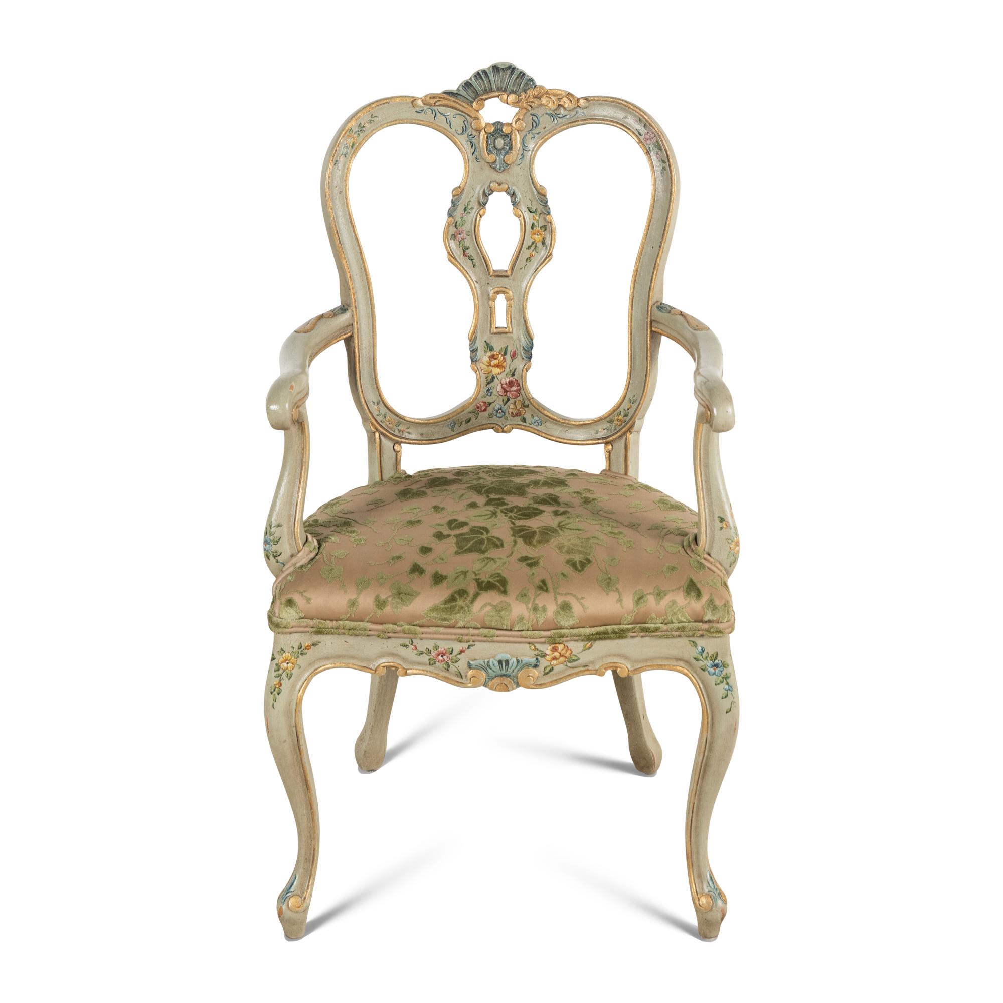 A Venetian Style Polychrome Painted Armchair
