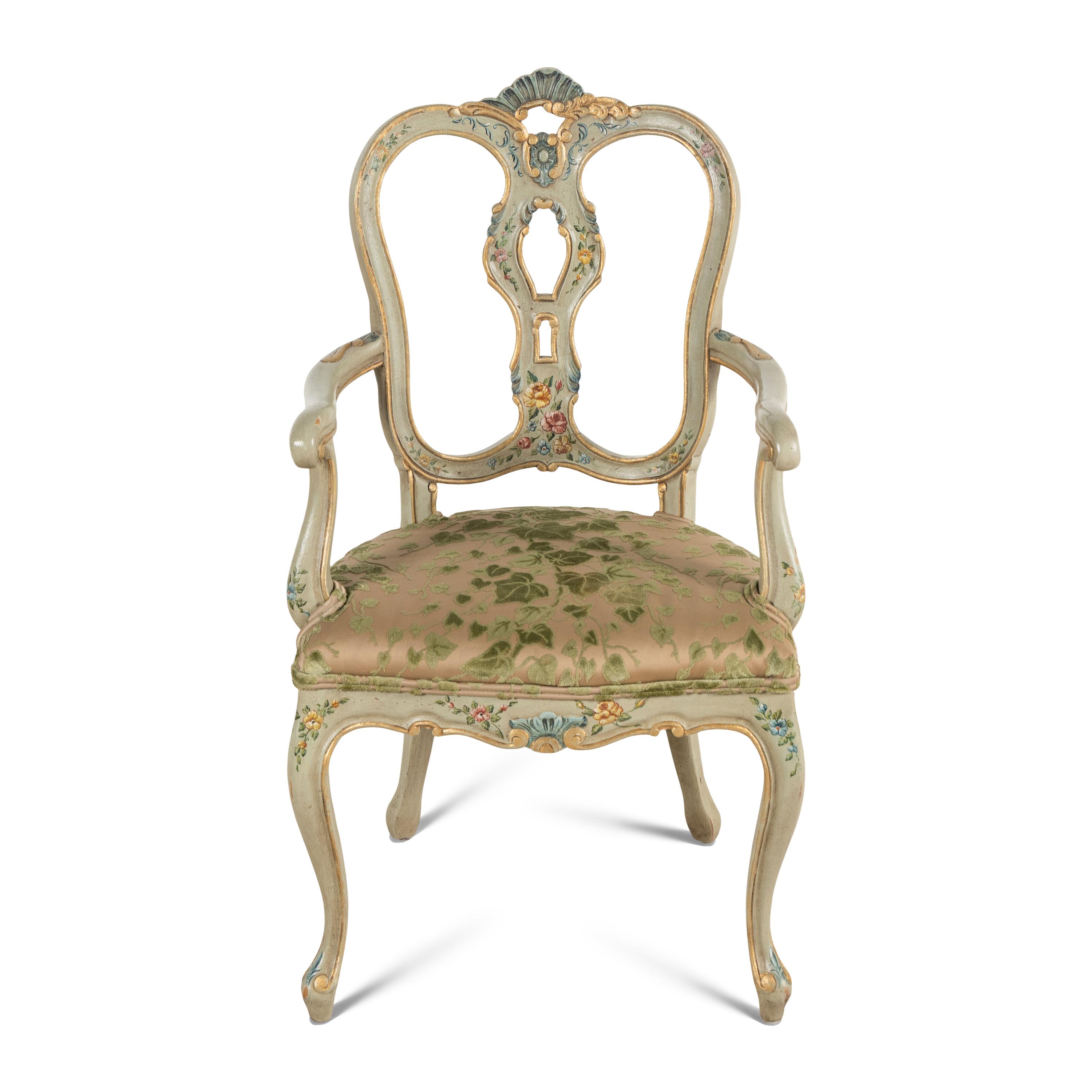 A Venetian Style Polychrome Painted Armchair