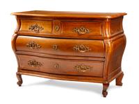 A French Provincial Walnut Bombe Commode