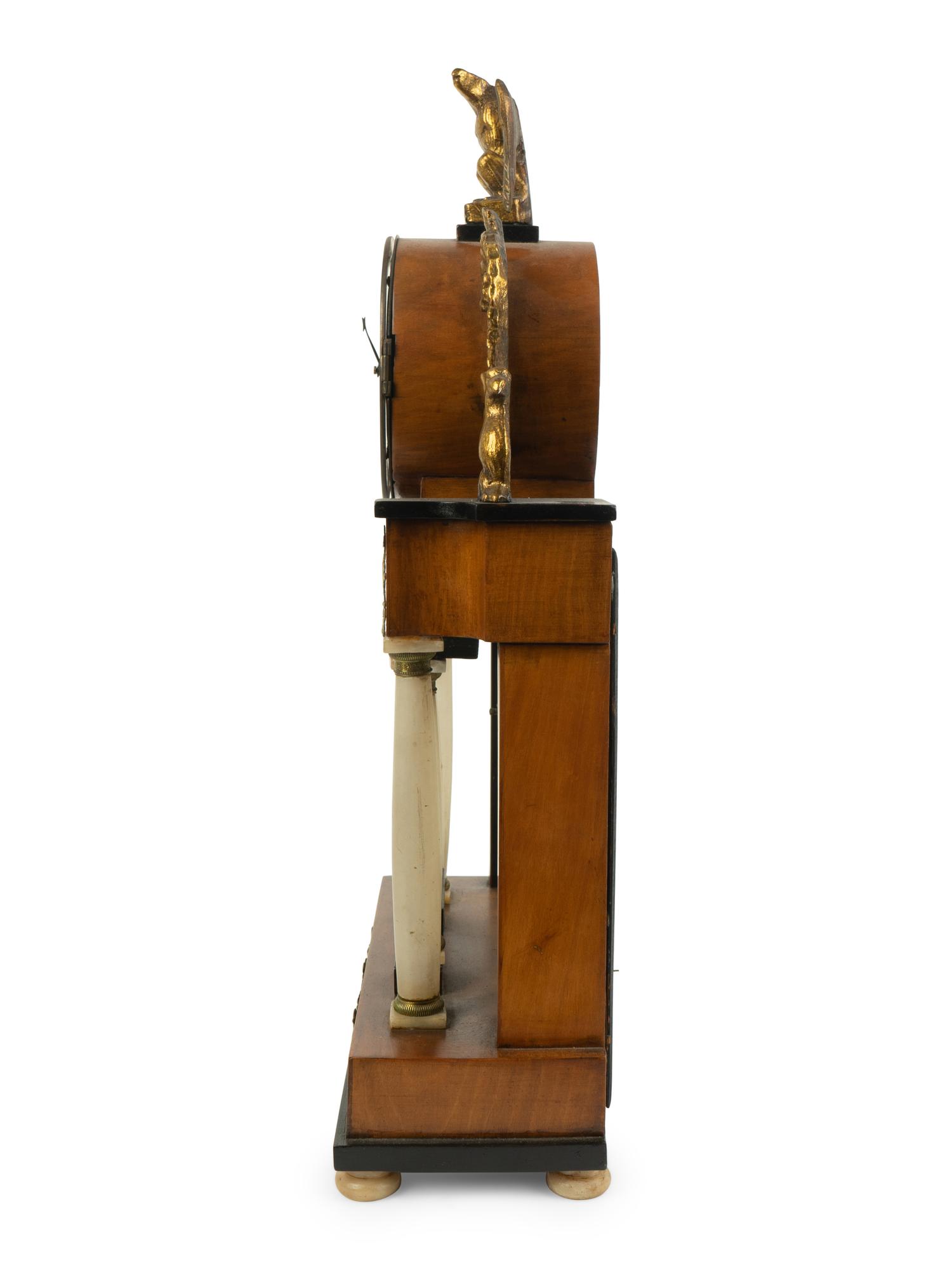 An Austrian French Empire Style Alabaster and Giltwood Portico Clock — EARLY 19TH CENTURY