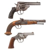 Lot of 19th Century Pistols Including: Smith & Wesson .38 DA, Belgian Break Top Revolver and Percussion Pistol