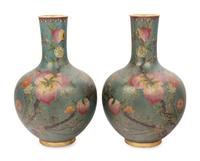 A Pair of Chinese Cloisonné Enamel Vases