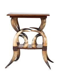 A Victorian Horn and Wood Side Table
