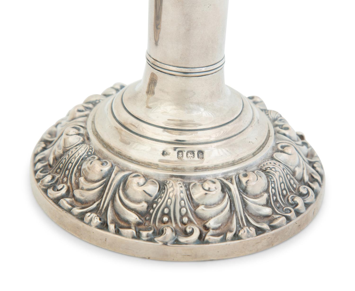 A Pair of English Weighted Silver Candlesticks