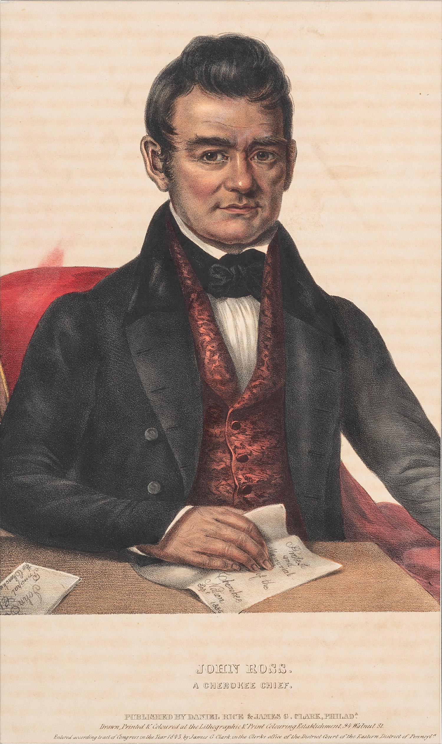 [McKENNEY & HALL]. A group of 4 large folio hand-colored lithographs of Cherokee. 1837-1843.