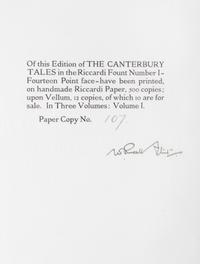 (FLINT, WILLIAM RUSSELL) CHAUCER, GEOFFREY . The Canterbury Tales. London, 1913. Limited edition number 107 of 500 copies. 3 vols.