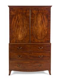 A George III Mahogany Bureau Cabinet