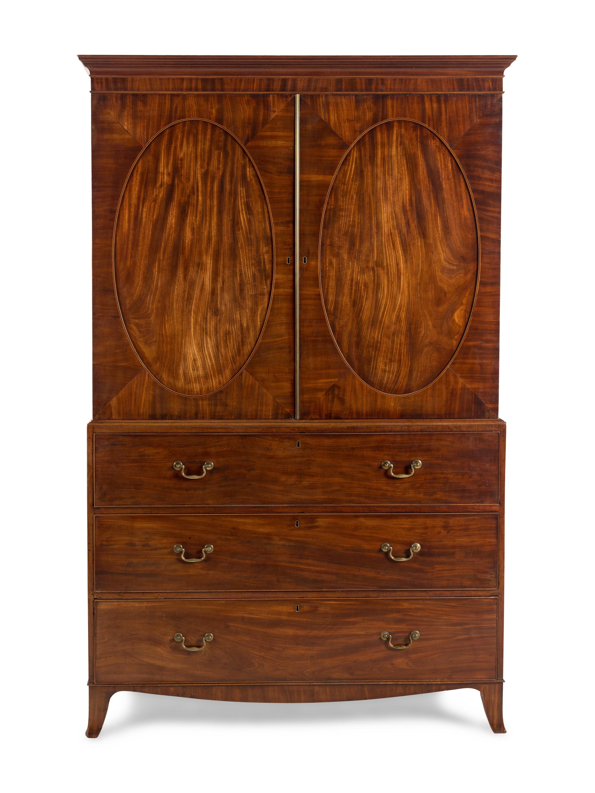 A George III Mahogany Bureau Cabinet
