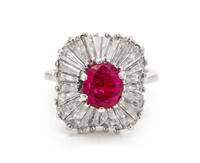 A Platinum, Burmese Ruby and Diamond Ring, 4.50 dwts.