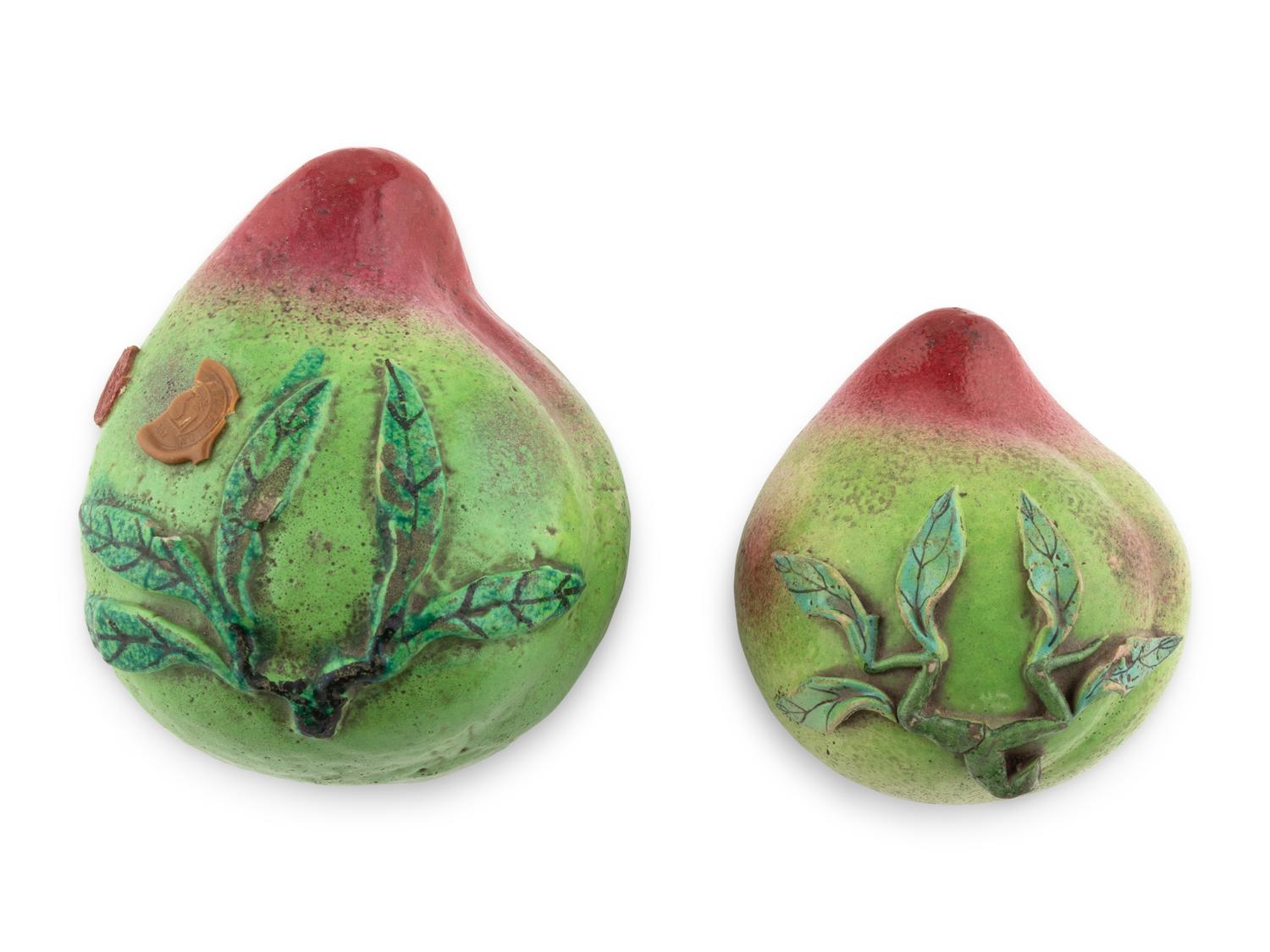 Two Chinese Porcelain Models of Longevity Peaches