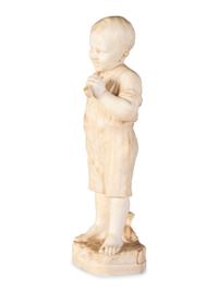 An Italian Carved Marble Figure of a Boy with Pipe