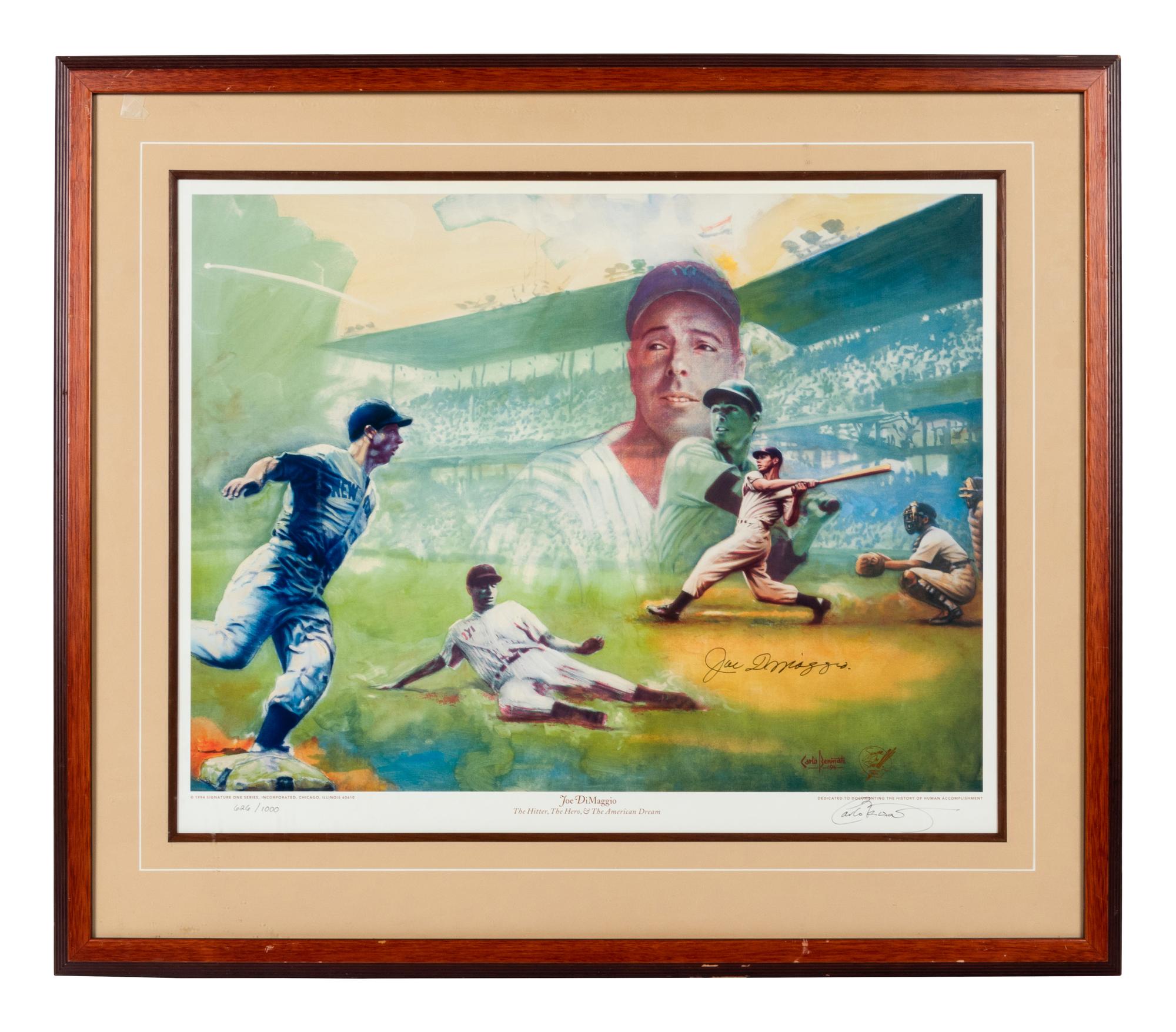 A Carlo Beninati Joe DiMaggio Signed Autograph Limited Edition Print Formerly Displayed at Mike Ditka’s Restaurant