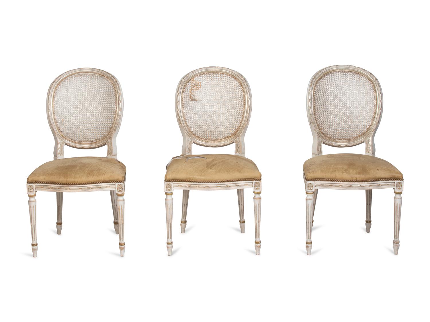 A Set of Ten Louis XV Style Painted Dining Chairs