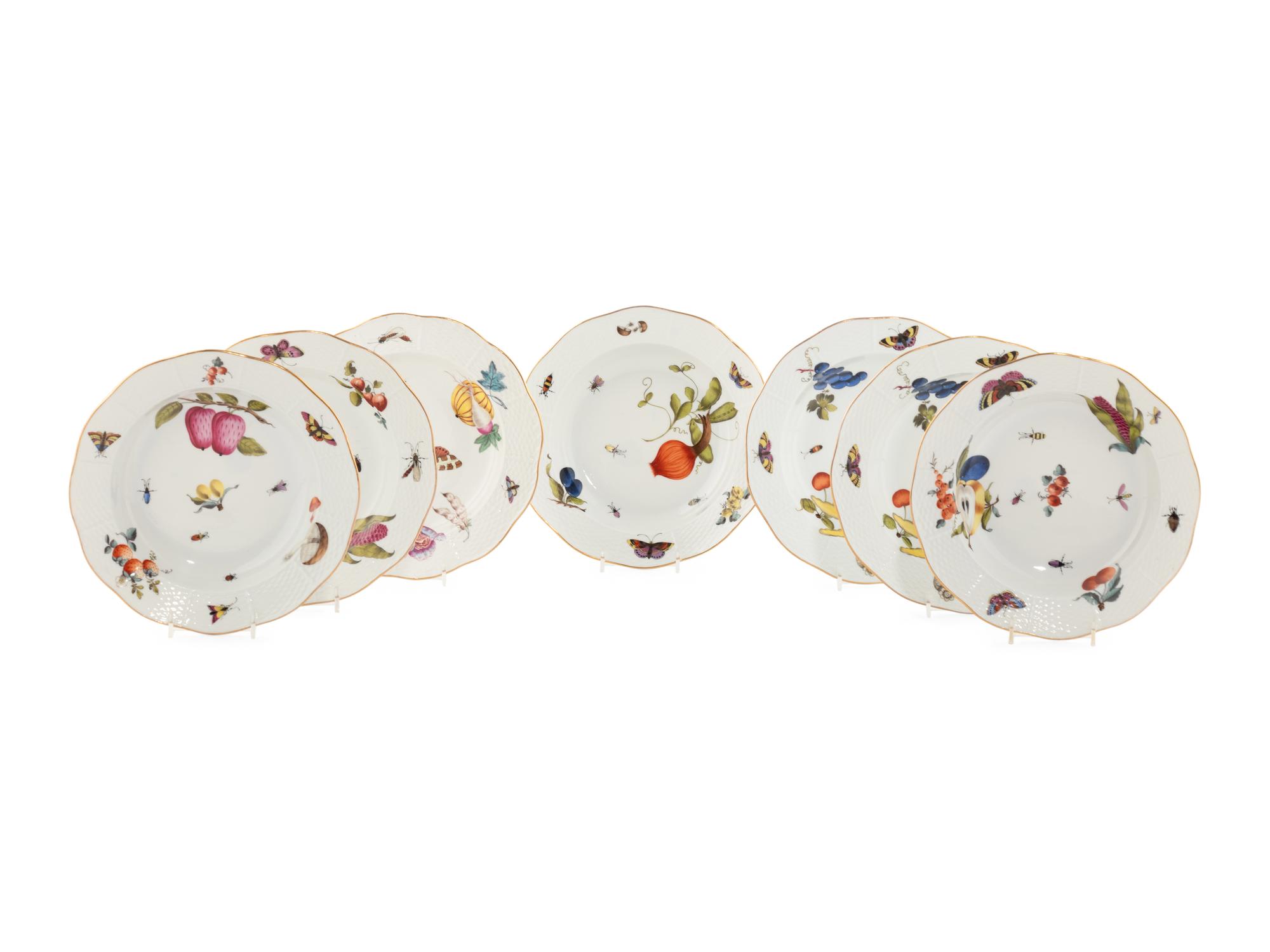 A Set of Seven Herend Porcelain Soup Bowls