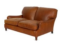A Leather Upholstered Two-Cushion Sofa