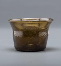A Blown-Glass Eating Bowl in Olive Green