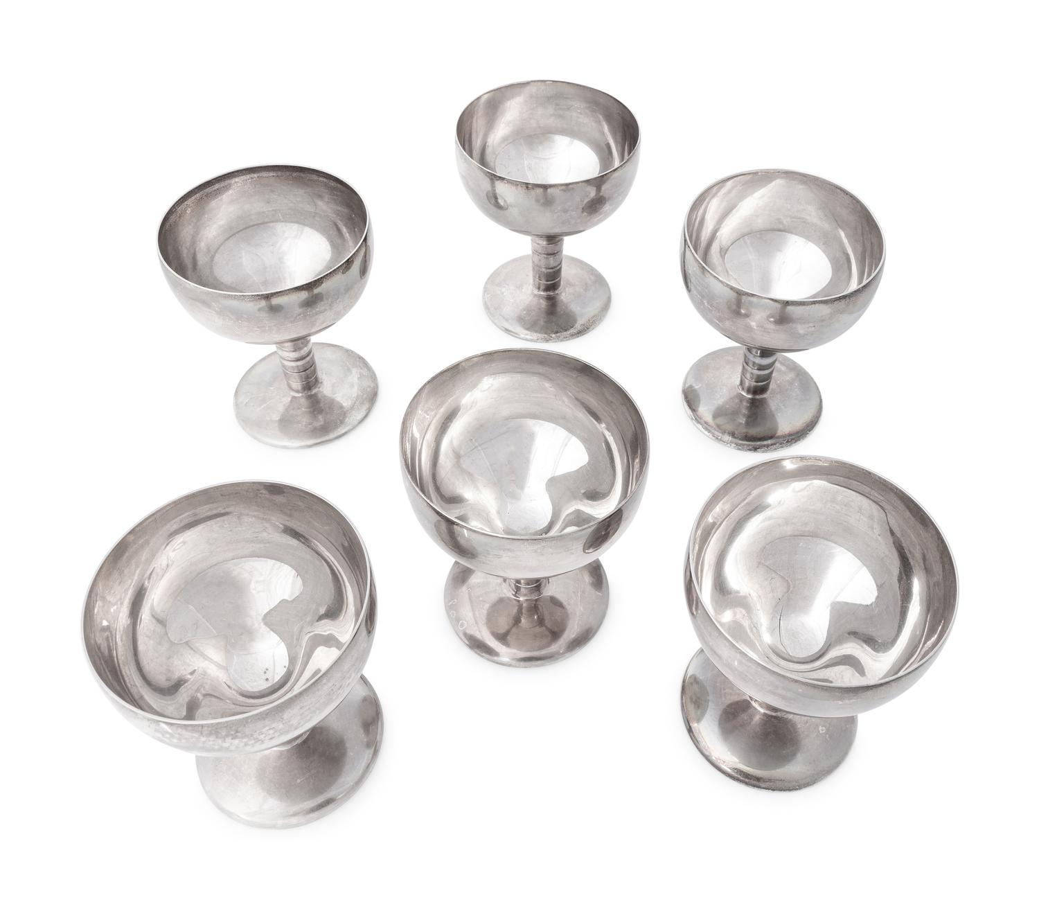 A Group of Six Worden-Munnis Silver Goblets
