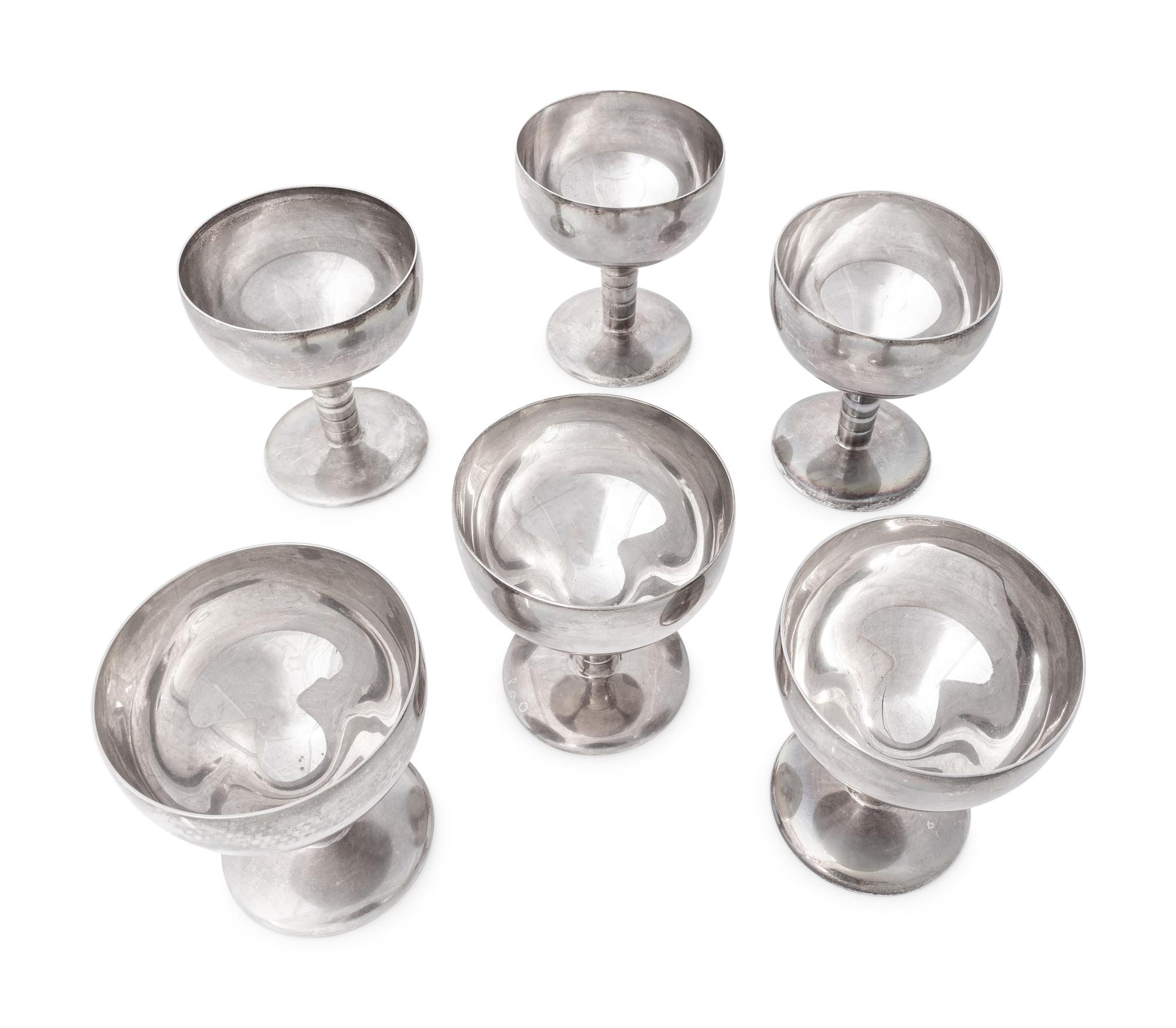 A Group of Six Worden-Munnis Silver Goblets