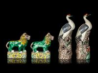 Two Pairs of Chinese Export Porcelain Figures