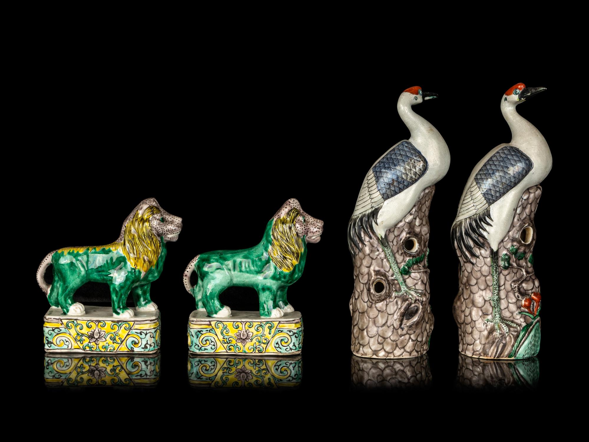 Two Pairs of Chinese Export Porcelain Figures