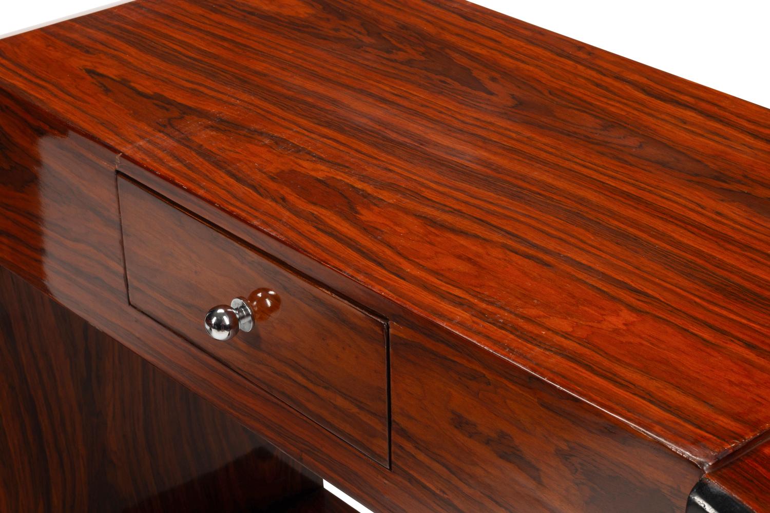 A Pair of Contemporary Part Ebonized Rosewood Console Tables