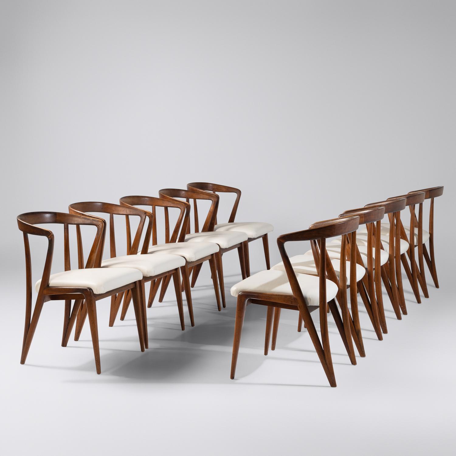 A Set of Ten Walnut Dining Chairs Singer and Sons, USA