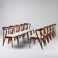 A Set of Ten Walnut Dining Chairs Singer and Sons, USA