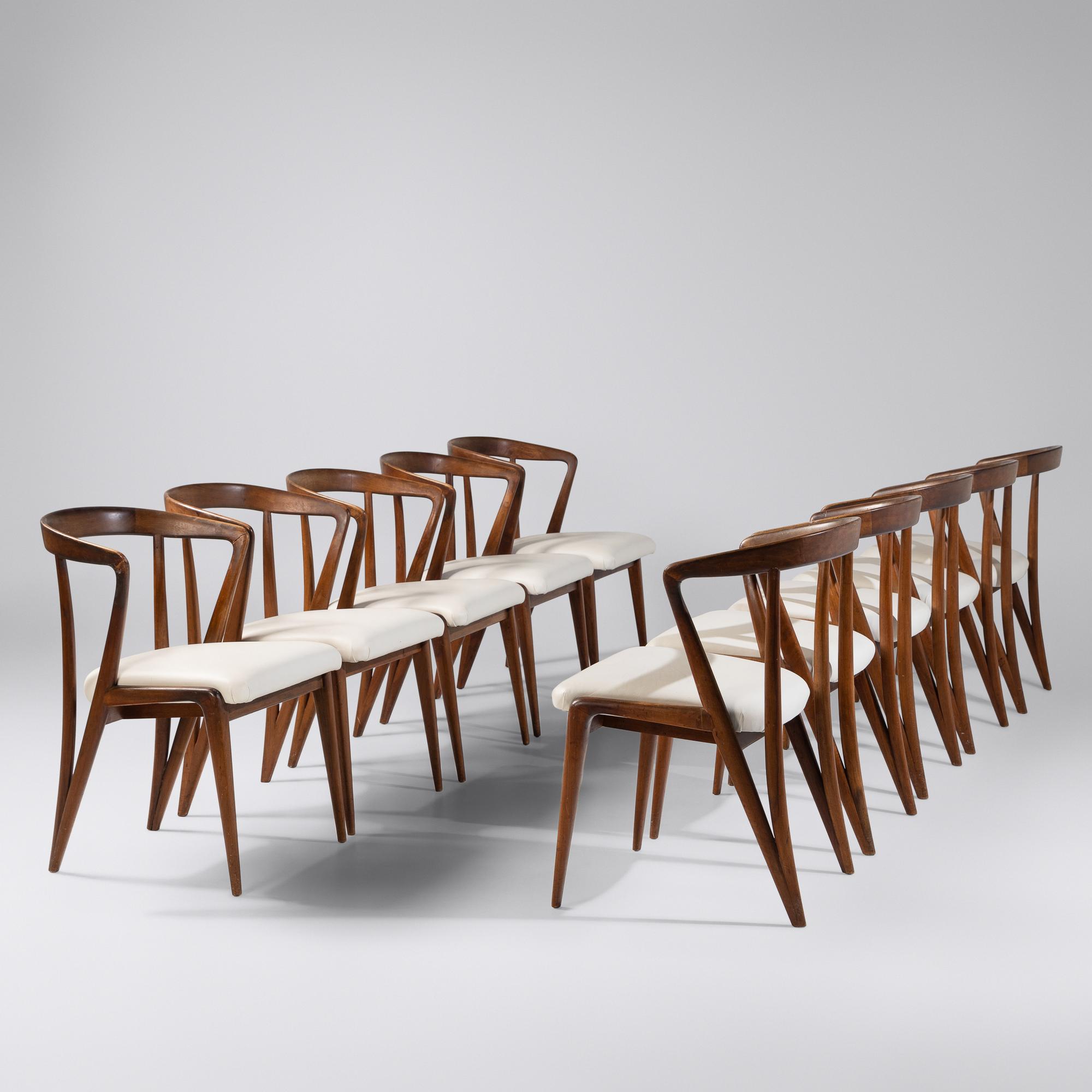 A Set of Ten Walnut Dining Chairs Singer and Sons, USA